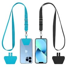 Phone Lanyard 2 Pack-2  Adjustable Neck Strap,4  Phone 21.65" Black Light Blue