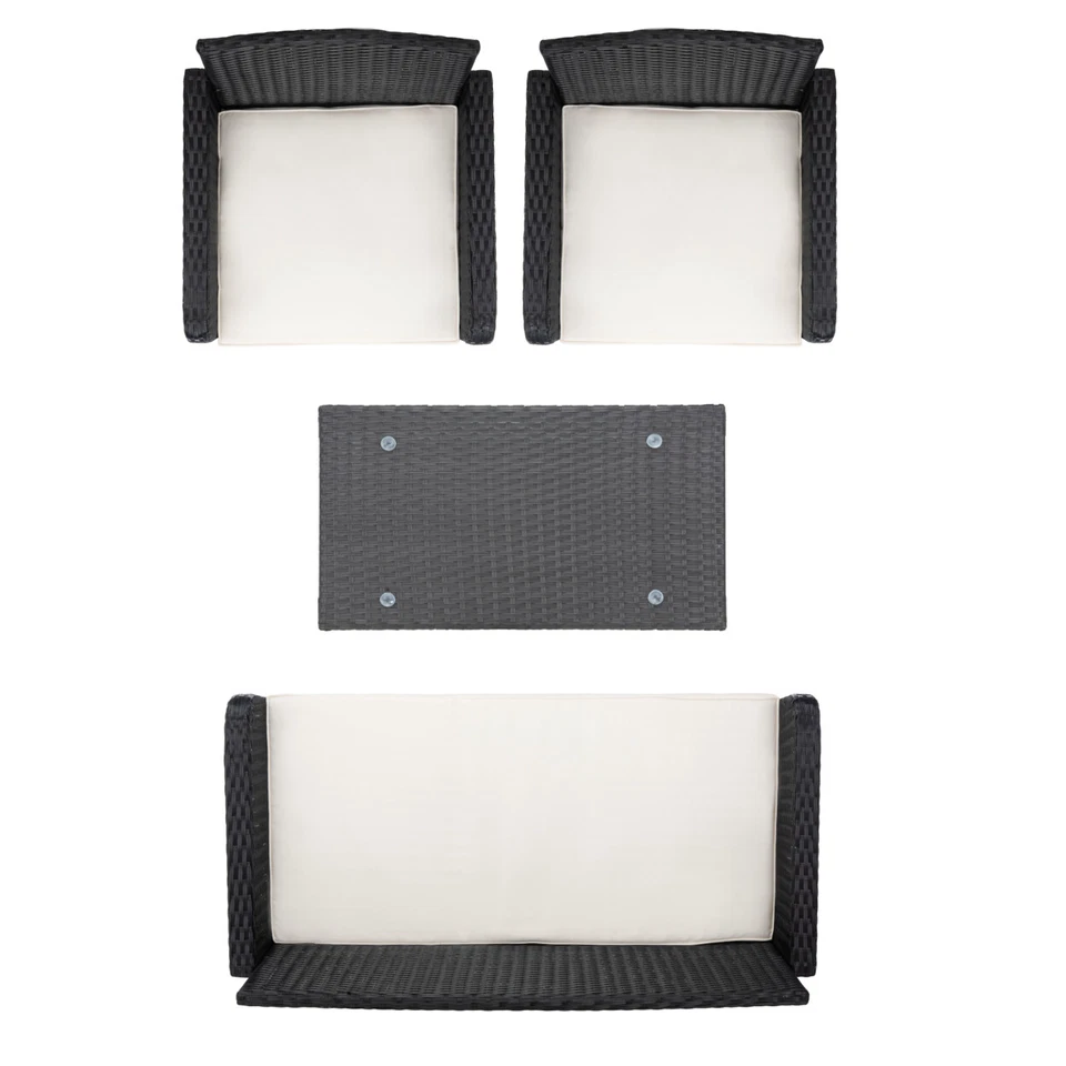 SAFAVIEH Colección Exterior Aboka Juego de Patio 4 Piezas | Negro/Gris Claro | Foto 3 de 4