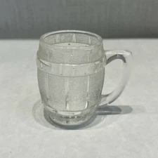 Vtg Barrel Shot Glass Toothpick Holder Mini Clear MCM Keg Beer Mug
