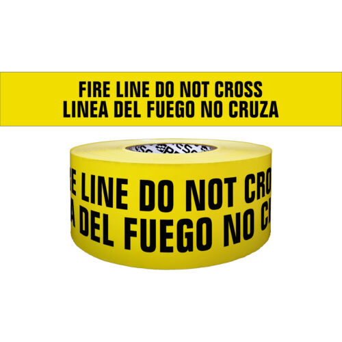 Presco 3 Mil Barricade Tape: 3 in. x 1000 ft. (FIRE LINE DO NOT CROSS BILINGUAL) - Picture 1 of 3