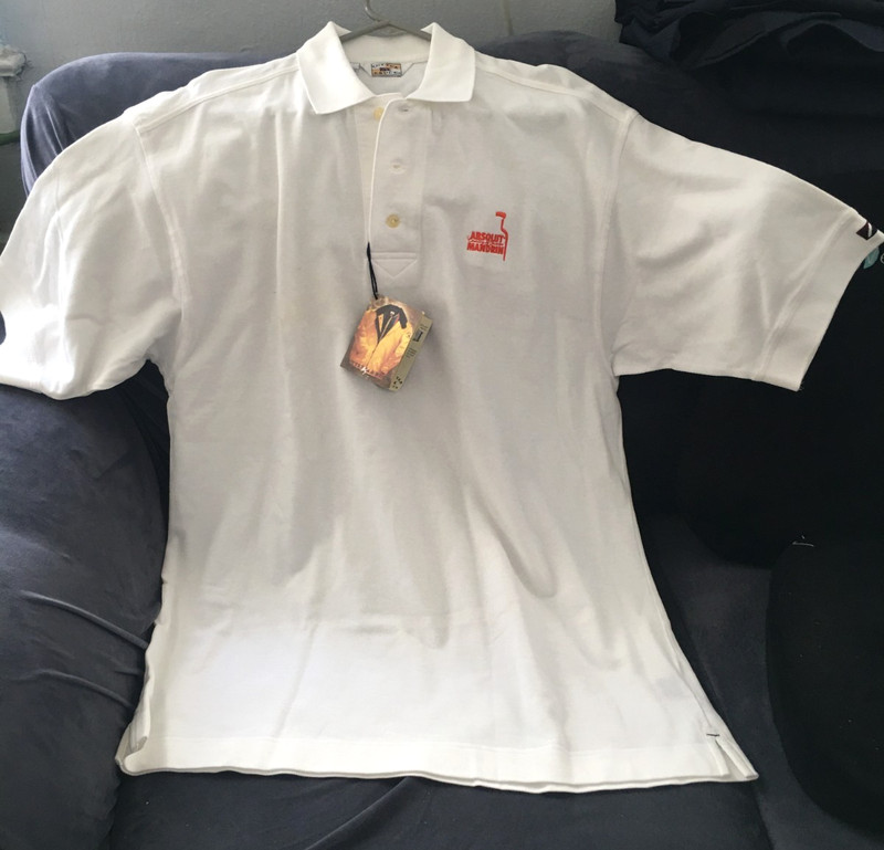 Cutter & Buck Absolut Vodka White Polo Shirt, 100% Cotton,  Size Lg NEW w/Tags