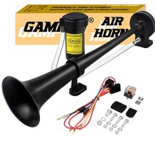 12V Car Air Horn, 150db, Chrome Zinc Single Trumpet, for Any 12V Vehicles Black