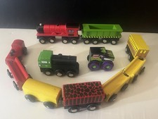 Lot of 10 Maison Joseph Battat Related Wood Magnetic Train Set Engine Cars