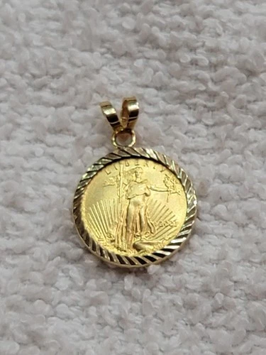 2001 $5 American Gold Eagle 1/10 oz Brilliant Uncirculated with 14K Bezel