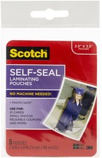 Scotch Self-Sealing Laminating Pouches 5/Pkg-2"X3"