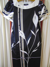 1980s Dress-Signed Abrizzi-M-Black/White-Op Art Leaves/Stripes-EXTREME CHIC-SALE