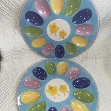 Century Easter Eggs / Chicks Deviled Egg Plate/Dish Platter (set of 2)