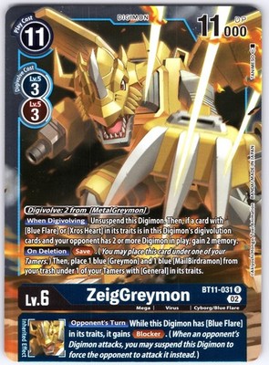 ZeigGreymon Rare Dimensional Phase Foil BT11-031 R NM