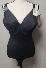 Flexees Bodybriefer Women's 42DD Black Everyday Control Bodysuit Shapewear New