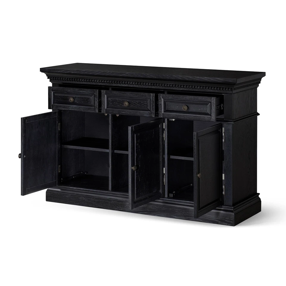 Maven Lane Theo Traditional Wooden Sideboard in Antiqued Black Finish (Open Box) - Image 2 of 4
