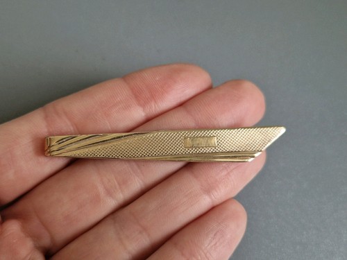 Vintage 9ct Gold On Sterling Silver Tie Slide Clip Bar - Picture 8 of 8