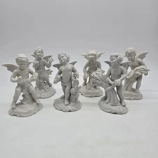 6 Dresden Germany Hand Painted Porcelain Cherub Putti Band Figurines Antique
