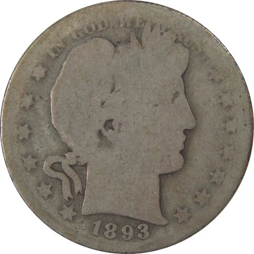 1893 S Barber Silver Half Dollar AG About Good 50c Coin SKU:I25305