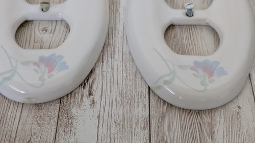 2-Lenape Porzellan Doppel Steckdose Abdeckungen weiß mit Floral Pastell Blume - Bild 2 von 5