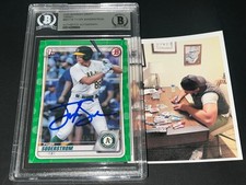 Tyler Soderstrom A's Auto SIGNED 2020 1st BOWMAN Green Base BAS Beckett