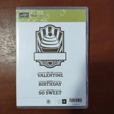 Stampin up Sweet Cake Valentine Birthday Unmounted Rubber Stamp Set  (Set Of 4)