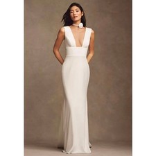 Wtoo by Watters Chloe Plus Size Wedding Dress 26W Ivory Deep V Train Gown