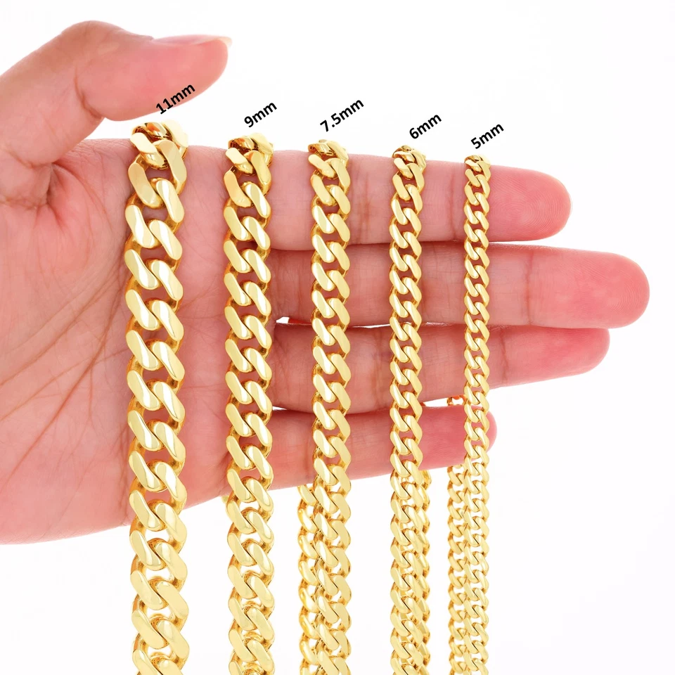 10K Yellow Gold Miami Cuban Royal Monaco Chain 5mm-20mm Necklace Bracelet 6"-30" - Image 2 of 4