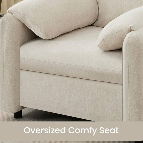 39 In. Wide Beige Chenille Oversized Arm Chair Modern Accent Chair Single Sofa - Picture 8 of 12