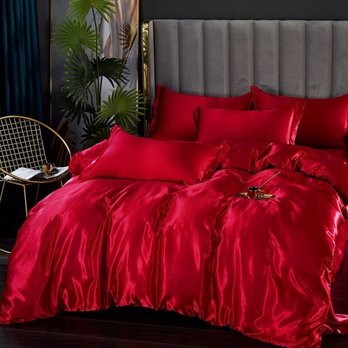 Mulberry Silk Bedding Set Duvet Cover Bed Sheet Pillowcase King Queen Full Twin - Picture 22 of 41