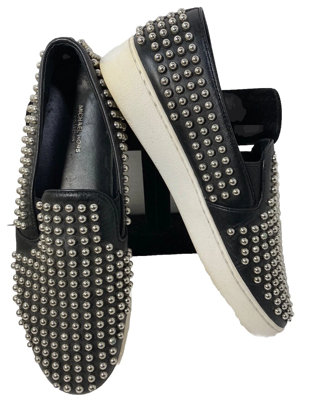 Negro superior de cuero Michael Kors Comfort Shoes for Women