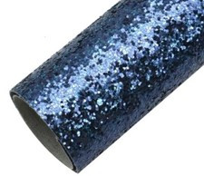 Chunky Navy Blue Glitter FAUX LEATHER ROLL 12" x 55" WHOLESALE 1043367