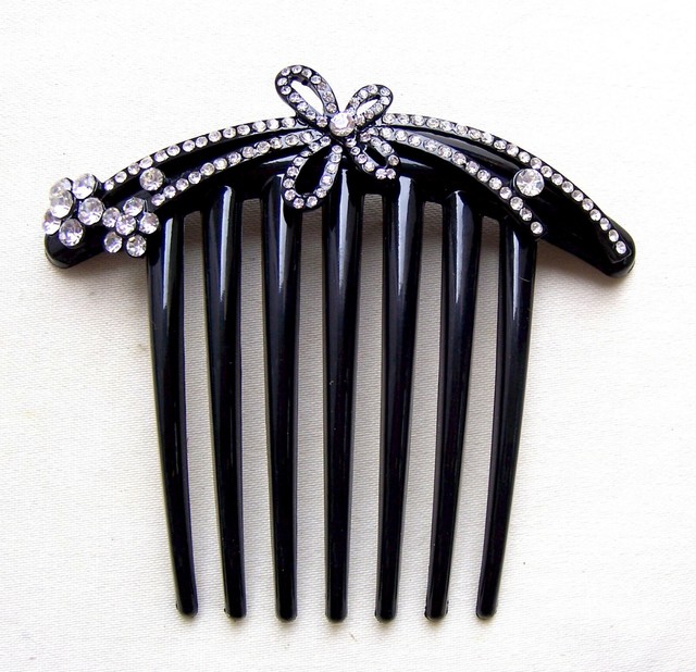 Two quality French twist vintage hair combs pearls and rhinestones (AAB