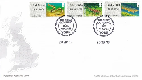 Rivers Freshwater Life  Post and Go GB FDC LNER A4 Class York 2013 (44275)