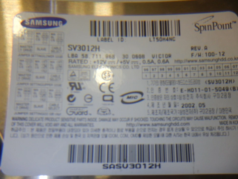 Samsung SpinPoint SV3012H 30GB Hard Drive HDD 3.5inch IDE 5400 rpm - Image 2 of 3