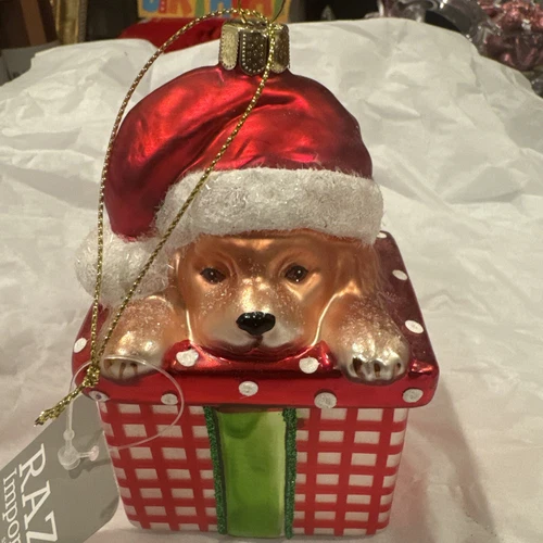 Raz Imports Pup In A Present Christmas Ornament - Thumbnail 3