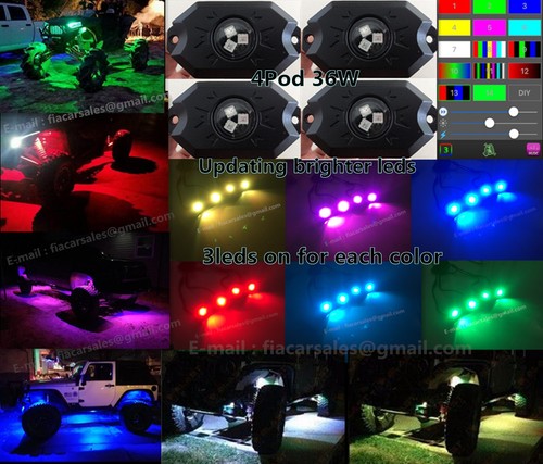 RGB Color Changing LED Rock Lights 4PCS Set with Bluetooth App Control for truck - Picture 5 of 12