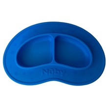 Nuby Silicone Suction Two Sectioned Plate for Kid Toddler Baby Blue Unisex