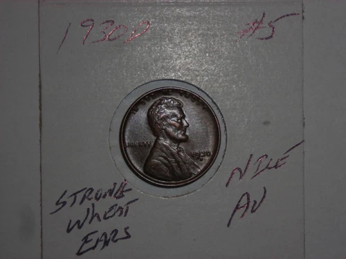wheat penny 1930D GREAT AU LINCOLN CENT LOT #5 1930-D STRONG WHEAT EARS