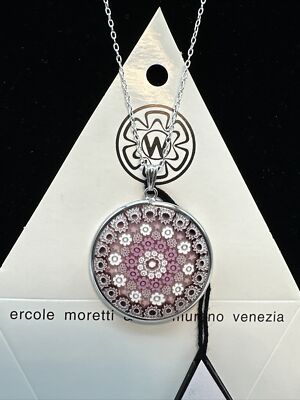 dadoi77  ErcoleMoretti ☆エルコーレ モレッティ Sterling Silver Murano 32mm Millifiore Pendant Necklace - Ercole