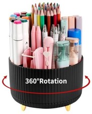 Desk Pencil Pen Holder, 5 Slots 360 Degree Rotating Pencil Pen Organizers Black