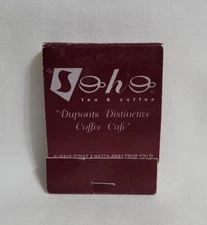 Vintage Soho Tea & Coffee Cafe Matchbook Cover Washington DC Advertising Empty