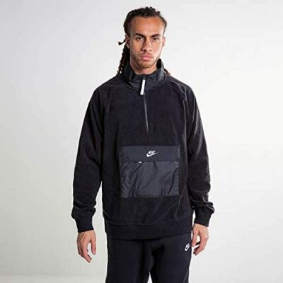 Nike Sportswear Half Zip Fleece Pullover Black White CJ4545-010