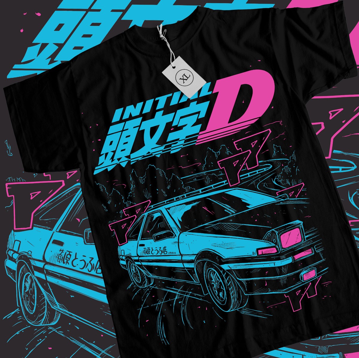 Initial D Itsuki Fujiwara T-Shirt Anime Manga Movie Unisex Black