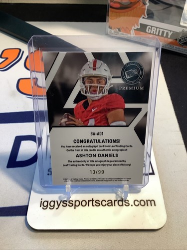 2024 LEAF PRESS PASS PREMIUM ASHTON DANIELS 13/99 AUTO STANFORD - Picture 2 of 2