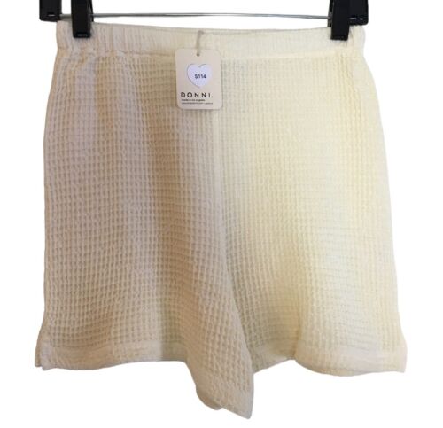 NEW Donni Size XS Women’s Shorts Waffle Knit Lounge Casual Bottoms Cream Butter
