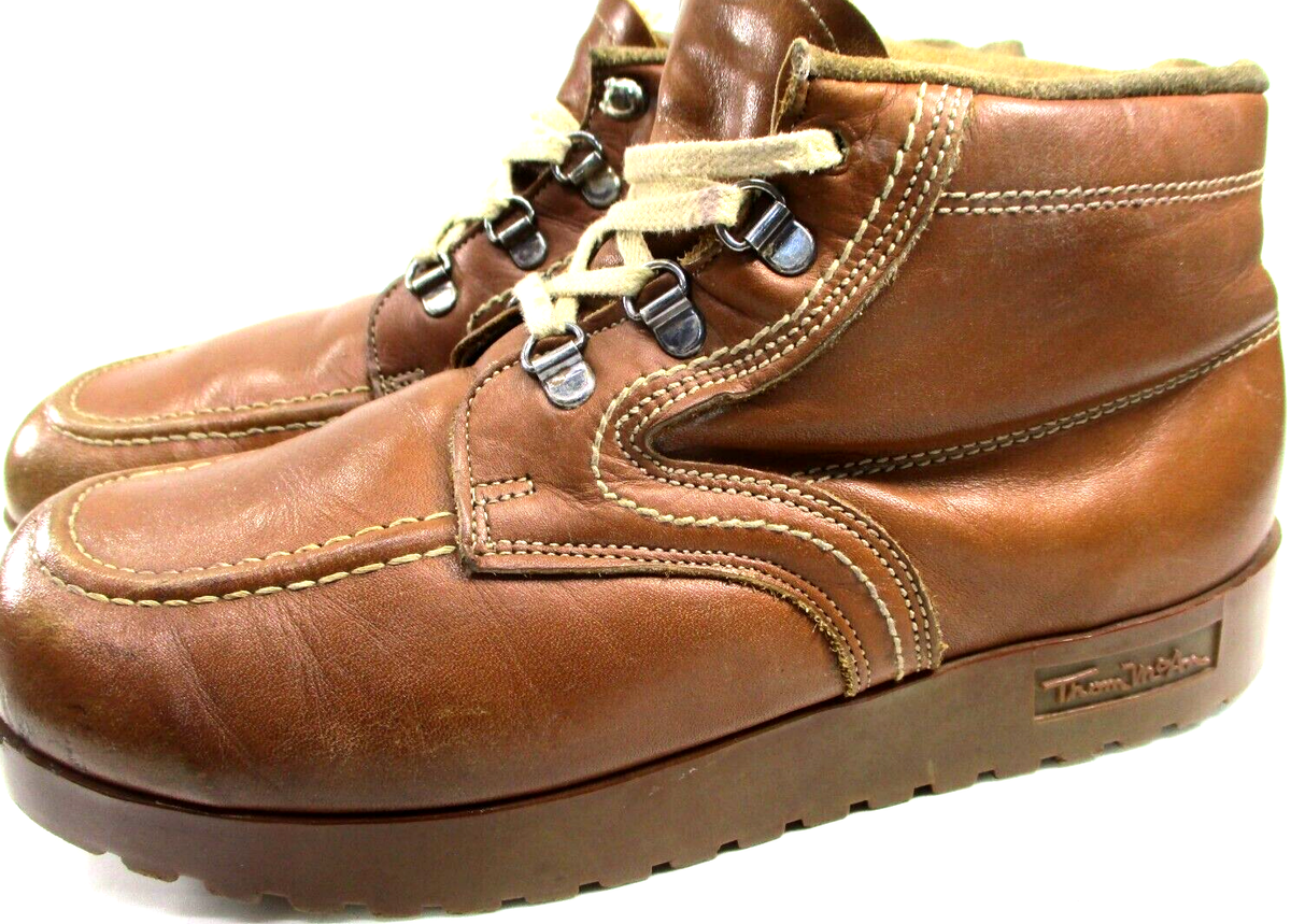 Vintage 70s Thom McAn Romania Leather Moc Toe Work Boots Size 9 Thom McAn Brown Boots for Women for sale | eBay main image 4