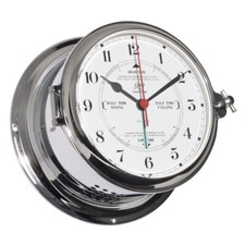 Schatz Schiffsuhr mit Tidenanzeige Chrom Royal mit Frontbedienung BxH 180mmx93mm