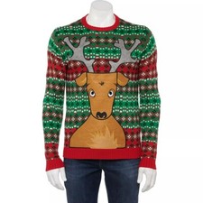 Men's Blizzard Bay 60 Ugly Christmas Beer-Pocket Reindeer Sweater Size S NWT