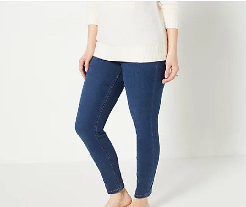 Denim & Co. 18W Med Indigo Cozy Touch Denim Regular Pull-On Jeggings A465990