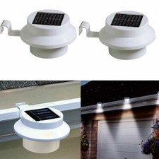 WHITE/BLACK LED SOLAR POWER GARDEN SOLAR LIGHTS GUTTER  WALL OUTDOOR LIGHTING