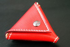 Saffiano Italian Leather Handmade Triangle Coin Pouch / Jewelry Case Made in USA