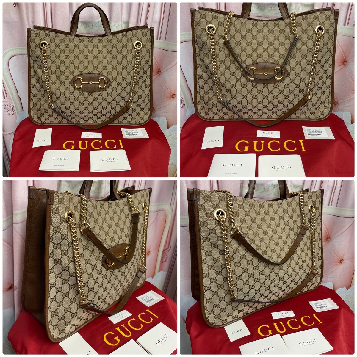 Gucci GG Supreme Horsebit 1955 LARGE Canvas Tote/shoulder
