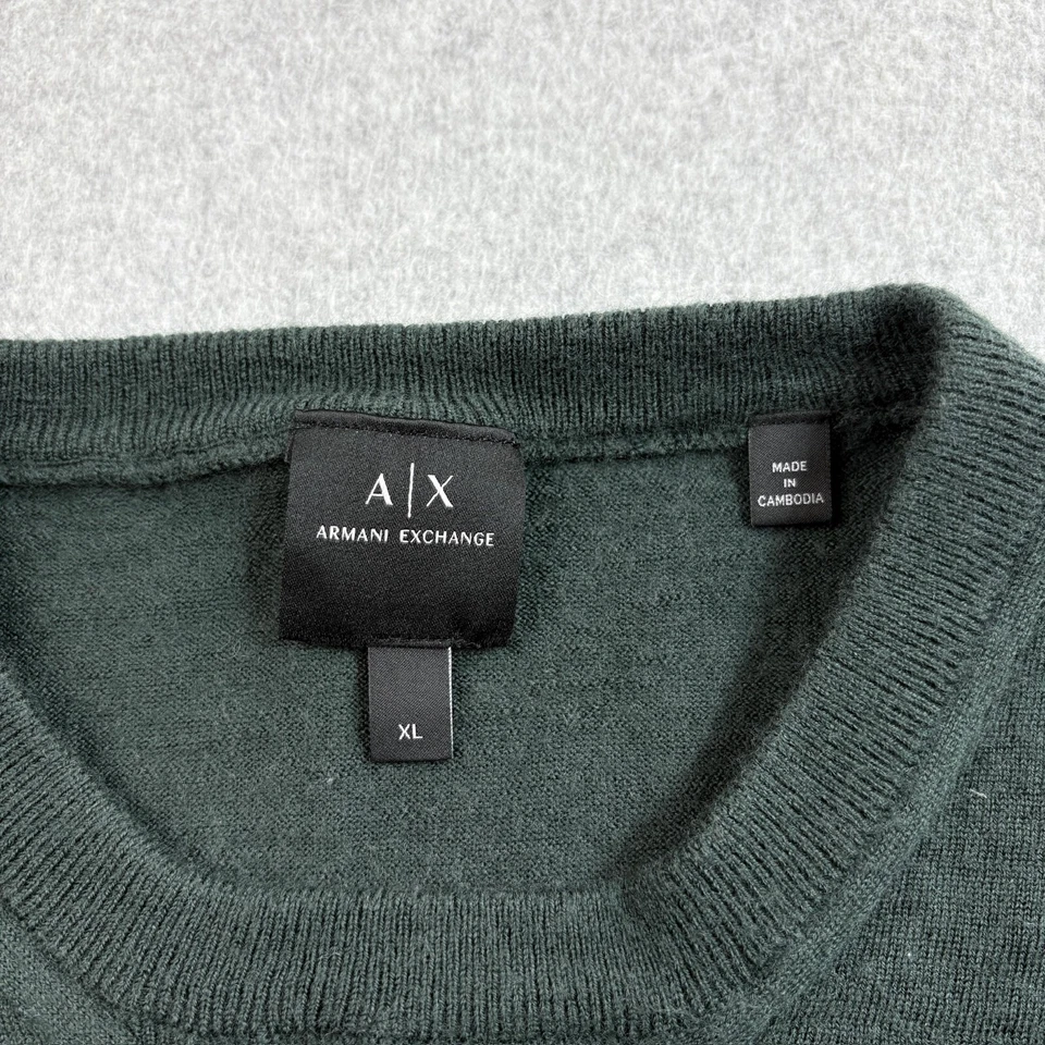 Armani Exchange Merino Wool Sweater Men XL Green Jumper Capsule Academia READ - Image 3 of 4