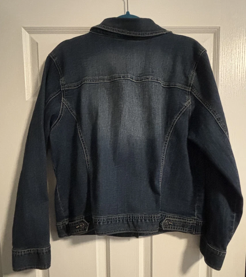 Style & Co. Blue Denim Jacket 4-Pocket w/Adjustment Straps – Size XL - Image 3 of 4