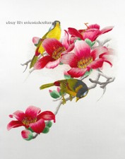 Chinese 100 real natural silk thread,su hand embroidery kits:birds flower 10"